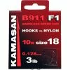 Kamasan B911 F1 Barbless Spade End Hooks To Nylon - Size 14 - 4Lb