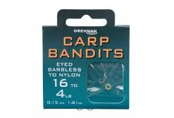 Drennan Carp Bandits Eyed Barbless Hooks To Nylon - Size 12 To 6lb