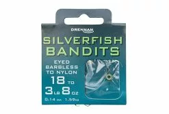 Drennan Silverfish Bandits Eyed Barbless Hooks To Nylon - Size 12 To 5lb