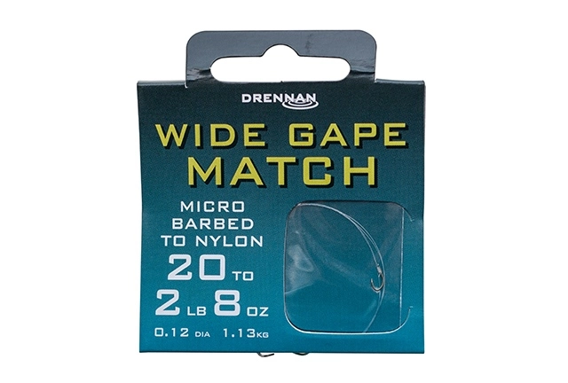 Drennan Wide Gape Match Hooks To Nylon - Size 16 To 3lb