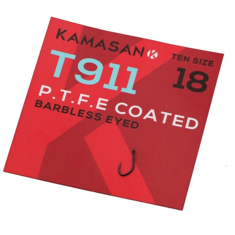 Kamasan T911 Eyed Barbless PTFE Hooks - 10