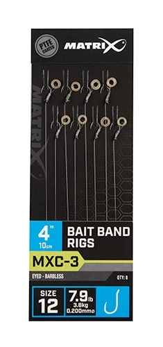 Matrix MXC-3 Bait Band Rigs - 10cm/4inch - Size 12 / 0.20mm