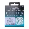 Drennan Fluorocarbon Feeder Wide Gape Hooks To Nylon - Sz14 Barbed 4.4lb