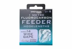 Drennan Fluorocarbon Feeder Wide Gape Hooks To Nylon - Sz14 Barbed 4.4lb