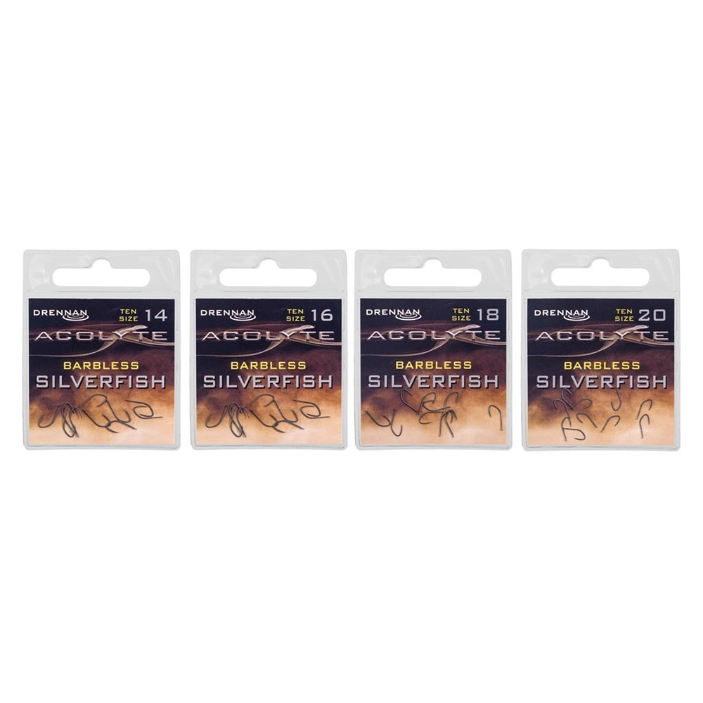 Drennan Acolyte Silverfish Barbless Hooks - Size 14